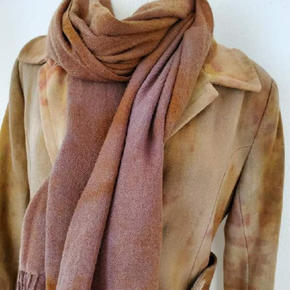 Wool trench pea coat camo brown tan beige green 6 8 10 small M camel dyed jacket - Picture 4 of 11